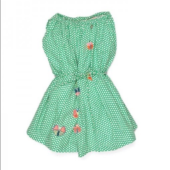 Mim-Pi Butterfly Green Dress Sz 122 (7Y)  EUC - Picture 2 of 8